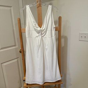 Ann Taylor LOFT White Lined Sleeveless Midi Dress Medium